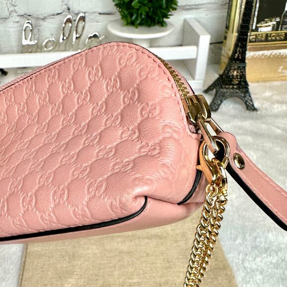 GUCCI pink guccissima leather wristlet cosmetic pouch bag Very Pretty! GREAT - Picture 9 of 16